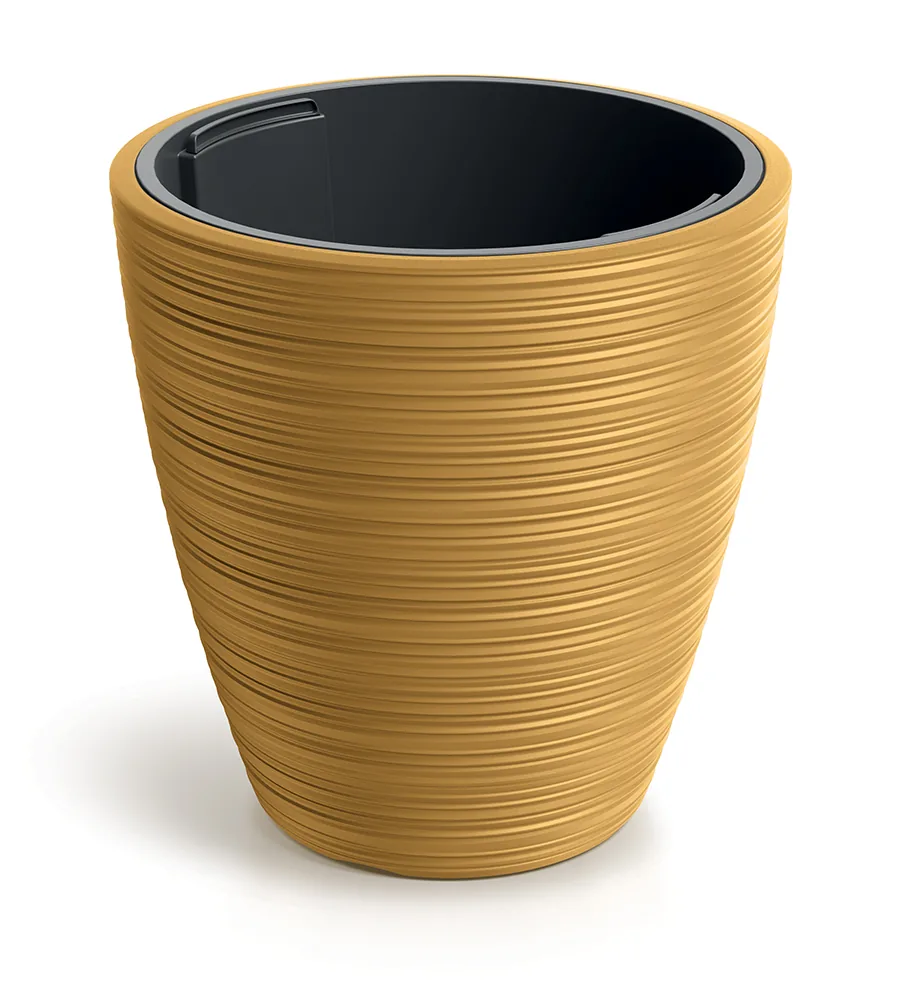 Plantepotte DBVR400 Vena Round – sennepsgul — hovedbilde